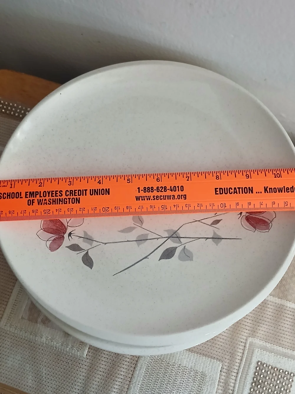 Franciscan Dinner Plate with Pink Floral and Gray Leaf Motif - Set of 5 Vintage
